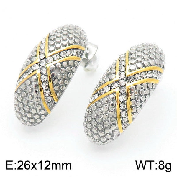 Kalen Stainless Steel Chunky Zircon Stud Earrings Wholesale for Women
