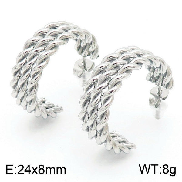 Kalen Stainless Steel C-shaped Stud Earrings Wholesale for Women