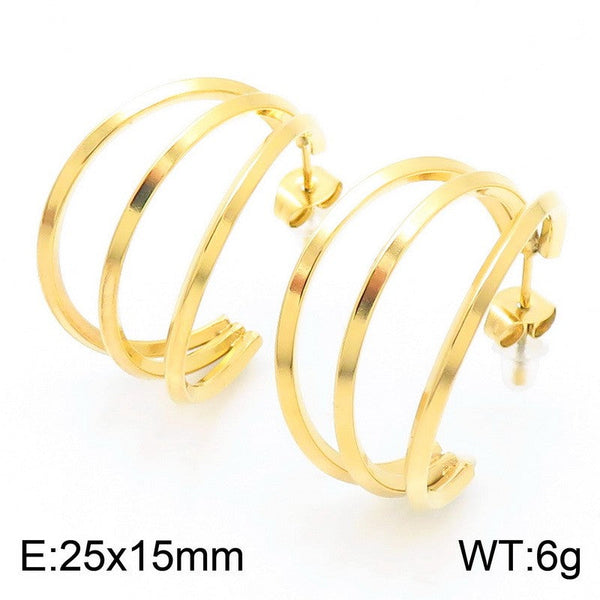 Kalen Stainless Steel C-shaped Stud Earrings Wholesale for Women