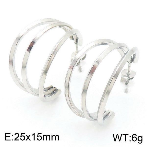 Kalen Stainless Steel C-shaped Stud Earrings Wholesale for Women