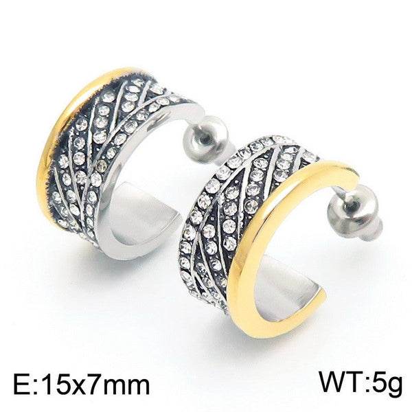 Kalen Stainless Steel C-shaped Zircon Stud Earrings Wholesale for Women