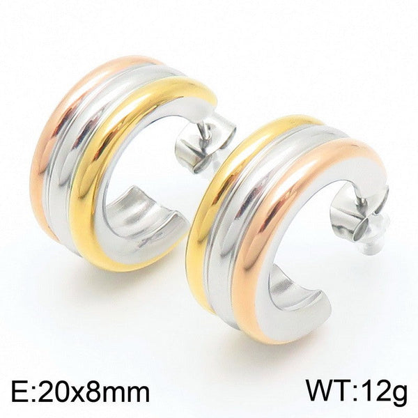 Kalen Stainless Steel C-shaped Stud Earrings for Women Wholesale
