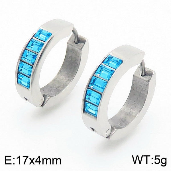 Kalen Stainless Steel Stone Hoop Earrings for Women Wholesale