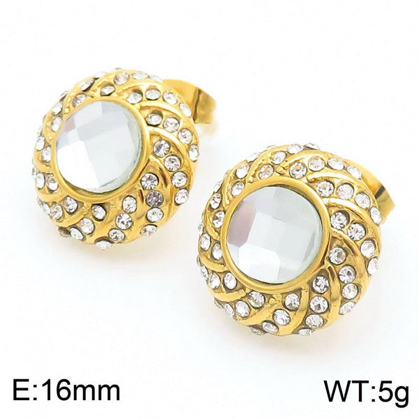 Kalen Stainless Steel Zircon Cluster Earrings for Women