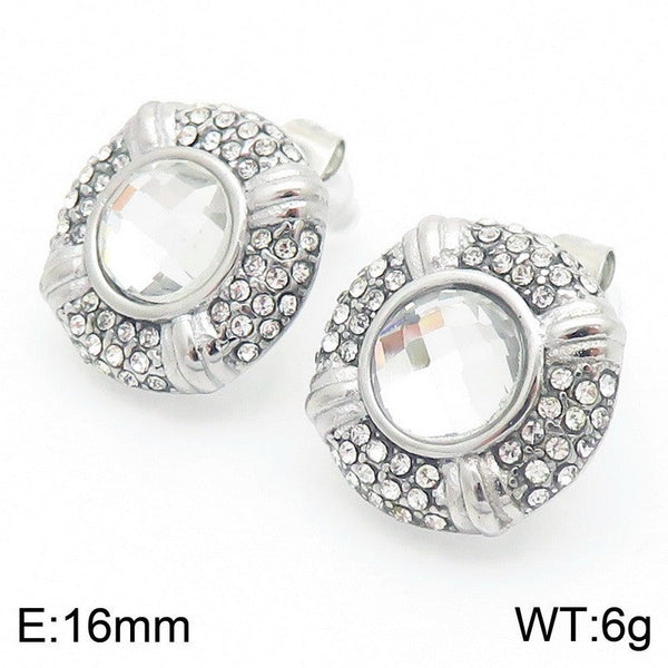Kalen Stainless Steel Zircon Cluster Earrings for Women