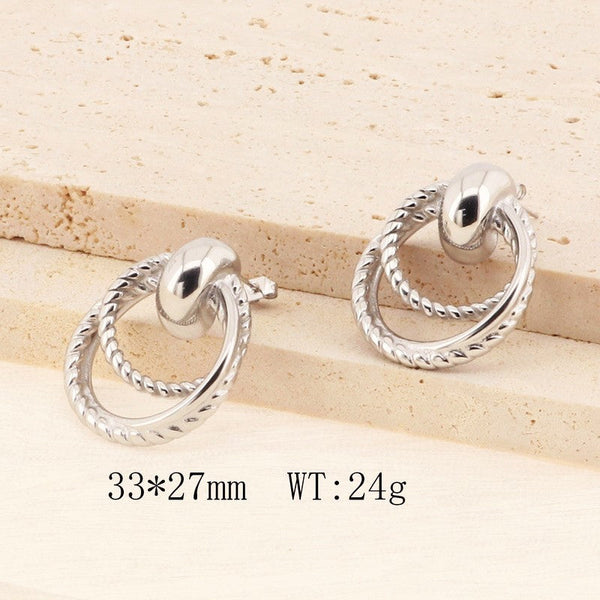 Kalen Twisted Double Circle Post Drop Earrings for Women Wholesale