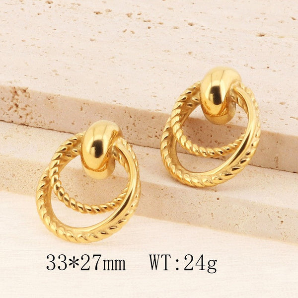 Kalen Twisted Double Circle Post Drop Earrings for Women Wholesale