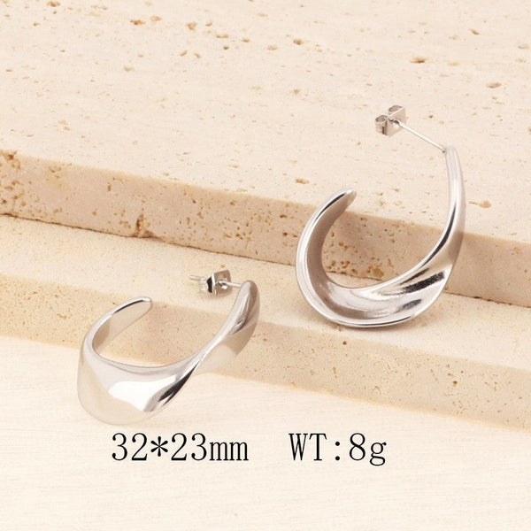 Kalen C-shaped Post J Hoop Earrings for Women Wholesale