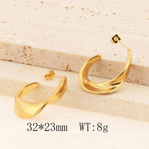 Kalen C-shaped Post J Hoop Earrings for Women Wholesale