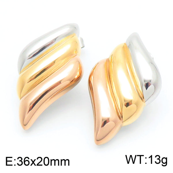 Kalen Tri-color Tone Post Chunky Stud Earrings for Women Wholesale