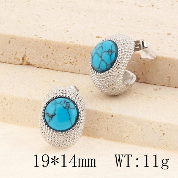 Kalen Teardrop Turquoise Chunky Stud Earrings for Women Wholesale