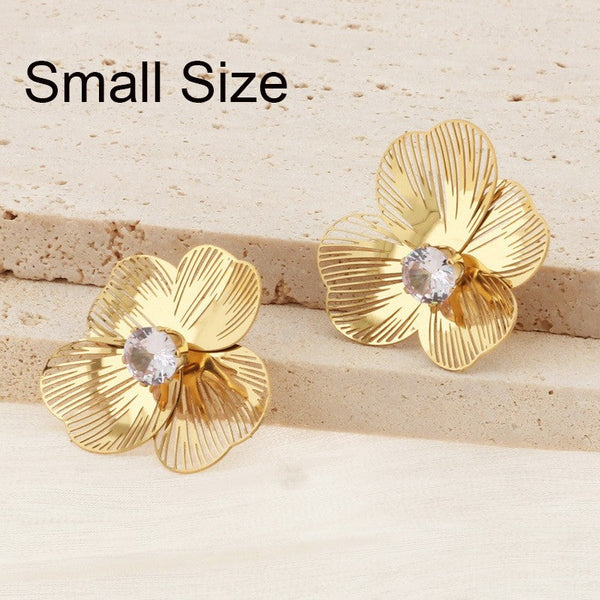Kalen Flower Zircon Stud Earrings for Women Wholesale