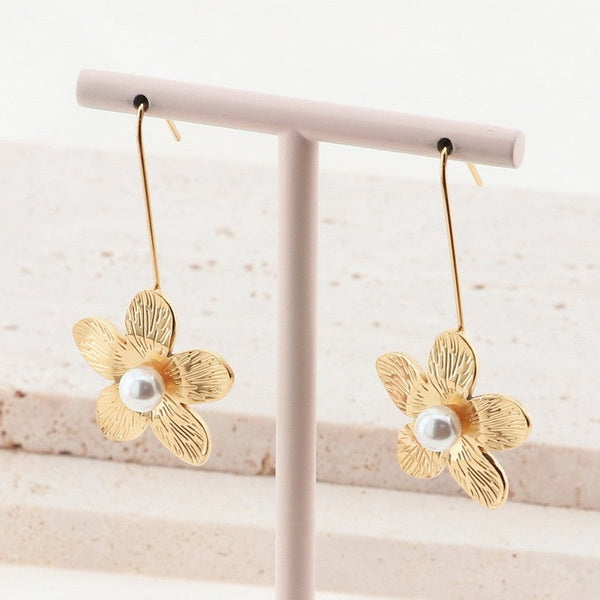 Kalen Flower Pearl Drop Earrings for Women Wholesale