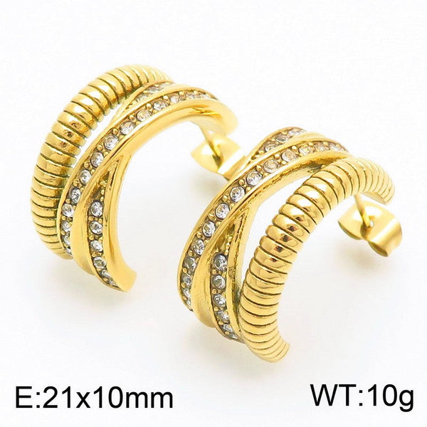 Kalen Zircon C-shaped J Hoop Earrings Wholesale