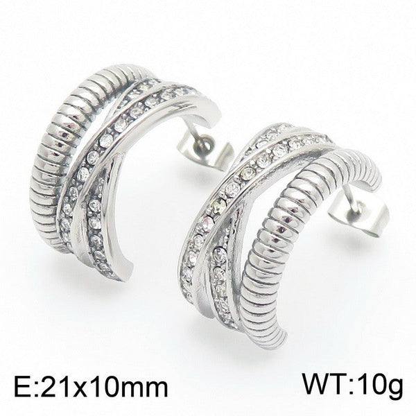 Kalen Zircon C-shaped J Hoop Earrings Wholesale