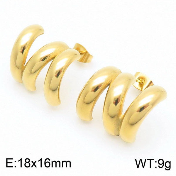 Kalen Tone Triple Chunky Hoops Earrings for Women Wholesale