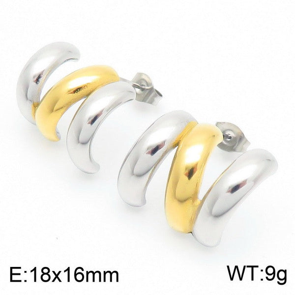 Kalen Tone Triple Chunky Hoops Earrings for Women Wholesale