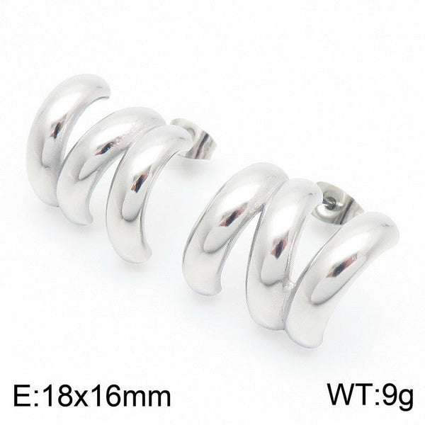 Kalen Tone Triple Chunky Hoops Earrings for Women Wholesale