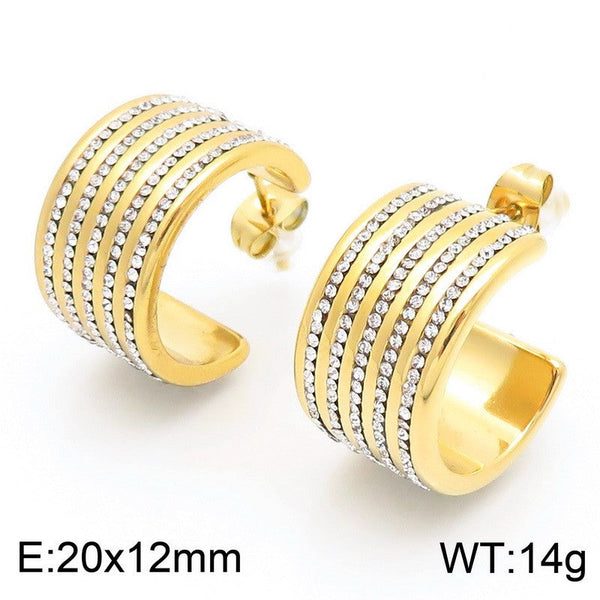 Kalen C-shaped Zircon J Hoop Earrings Wholesale