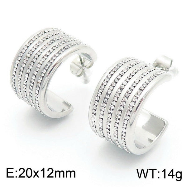 Kalen C-shaped Zircon J Hoop Earrings Wholesale