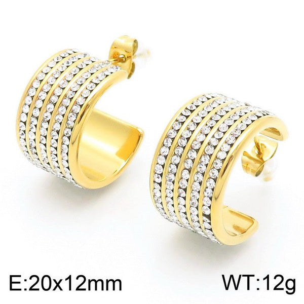 Kalen C-shaped Zircon J Hoop Earrings Wholesale