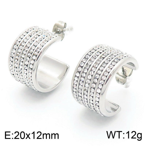 Kalen C-shaped Zircon J Hoop Earrings Wholesale