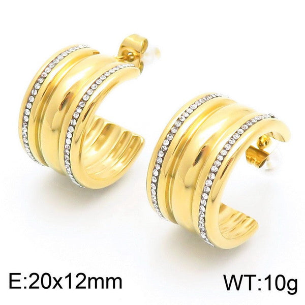 Kalen C-shaped Zircon J Hoop Earrings Wholesale