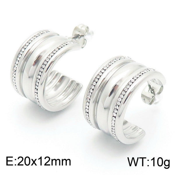 Kalen C-shaped Zircon J Hoop Earrings Wholesale