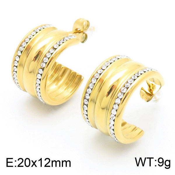 Kalen C-shaped Zircon J Hoop Earrings Wholesale