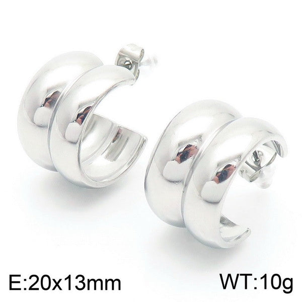 Kalen C-shaped Dome Chunky J Hoop Earrings Wholesale