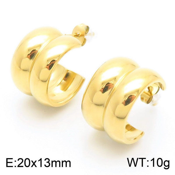 Kalen C-shaped Dome Chunky J Hoop Earrings Wholesale