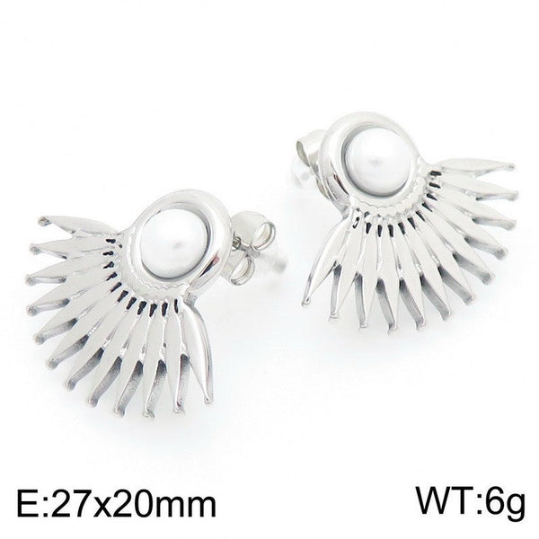 Kalen Fan Pearl Stud Earrings Wholesale