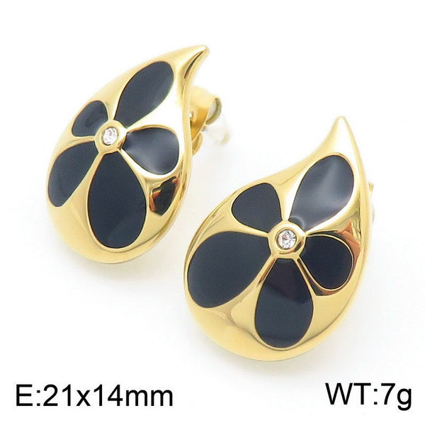 Kalen Waterdrop Enamel Chunky Stud Earrings Wholesale