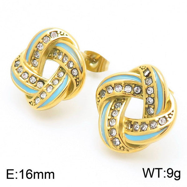 Kalen Enamel Zircon Knot Earrings for Women Wholesale