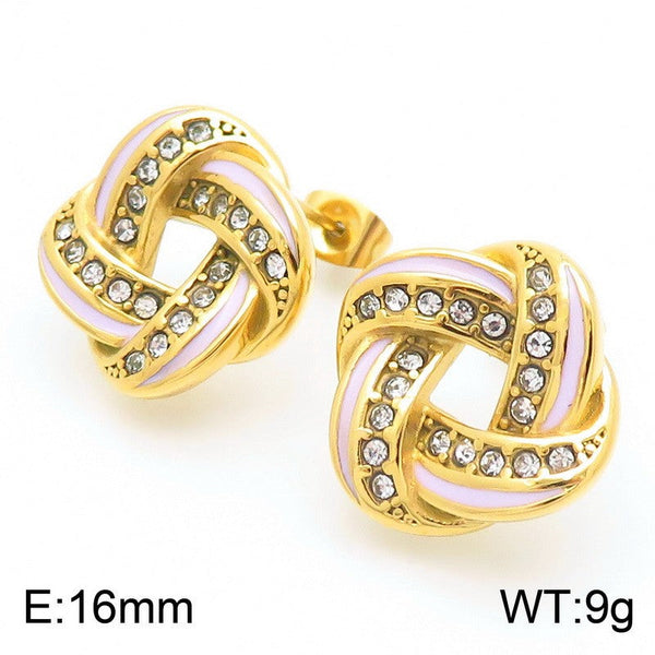 Kalen Enamel Zircon Knot Earrings for Women Wholesale