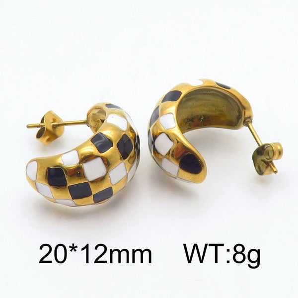 Kalen C-Shaped Chunky Hoop Enamel Earrings Wholesale