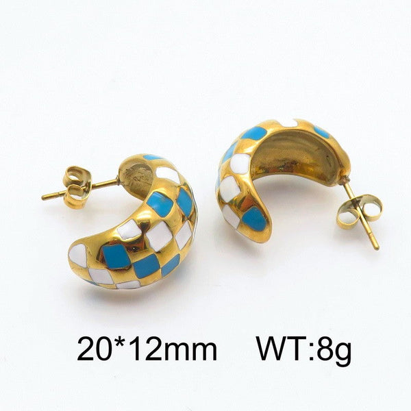 Kalen C-Shaped Chunky Hoop Enamel Earrings Wholesale