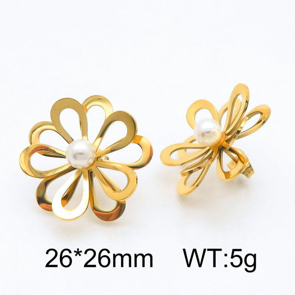 Kalen Flower Pearl Stud Earring for Women Wholesale