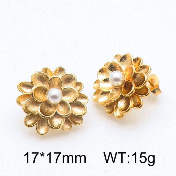 Kalen Flower Pearl Stud Earring for Women Wholesale