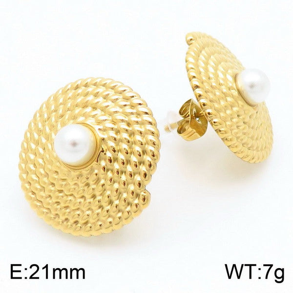 Kalen Stainless Steel Pearl Stud Earrings for Women