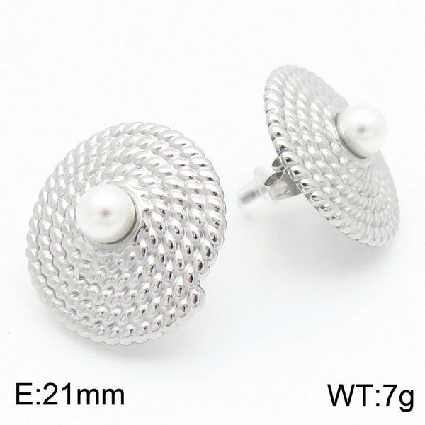 Kalen Stainless Steel Pearl Stud Earrings for Women