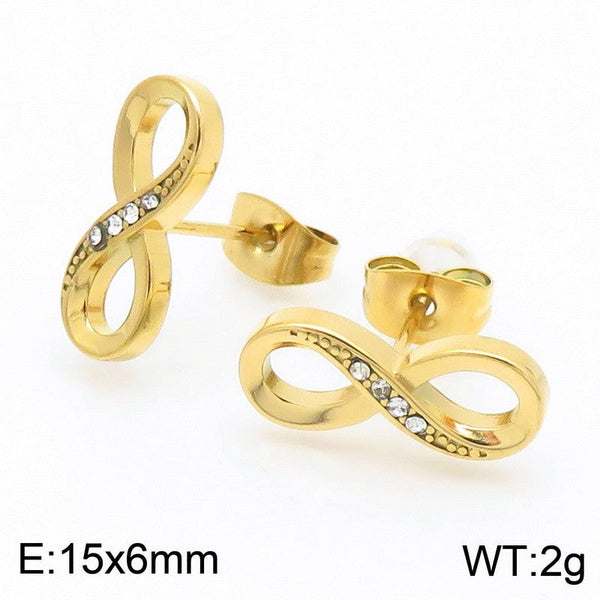 Kalen Stainless Steel Infinite Zircon Stud Earrings for Women