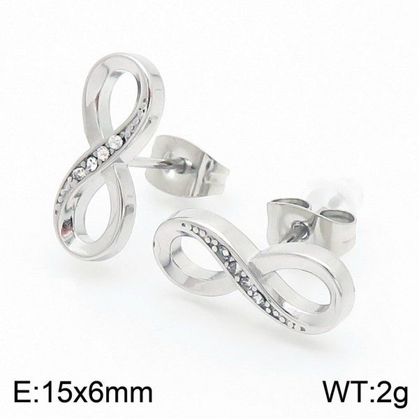 Kalen Stainless Steel Infinite Zircon Stud Earrings for Women