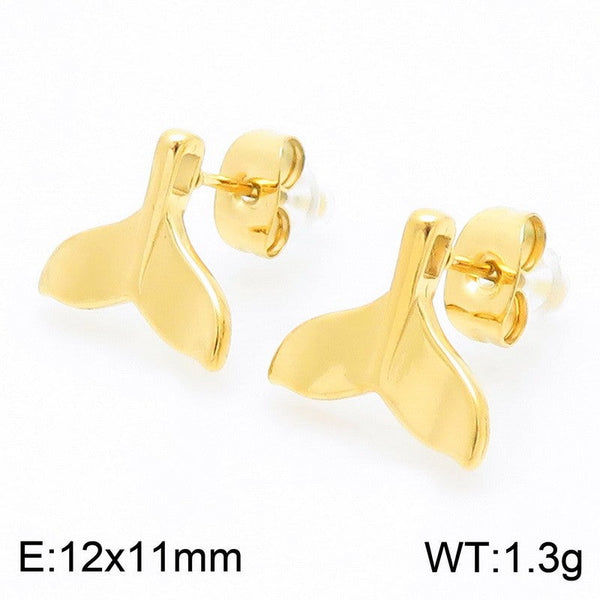 Kalen Whale Tail Stud Earrings for Women