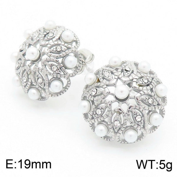 Kalen Pearl Zircon Stud Earrings for Women