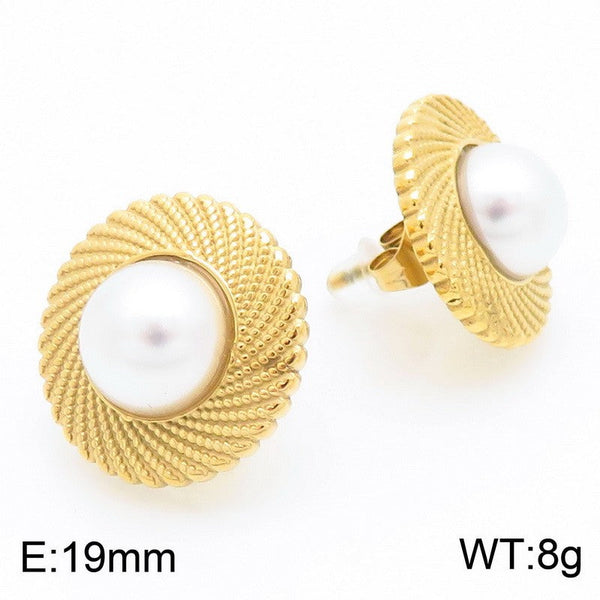 Kalen Stainless Steel Pearl Stud Earrings for Women