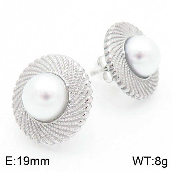 Kalen Stainless Steel Pearl Stud Earrings for Women