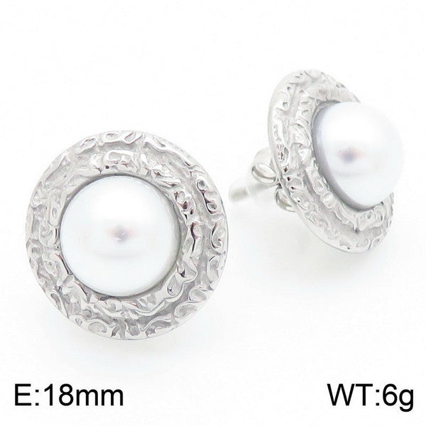 Kalen Stainless Steel Pearl Stud Earrings for Women