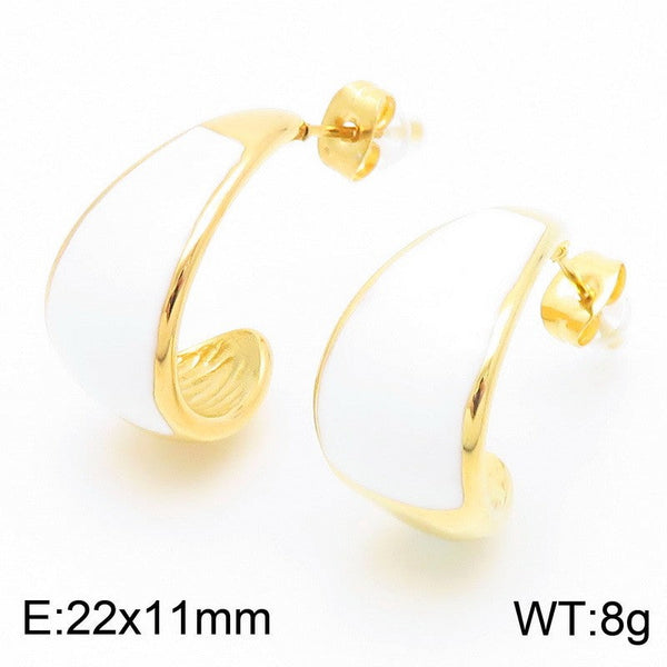 Kalen Enamel C-shaped Dome Hoop Earrings for Women