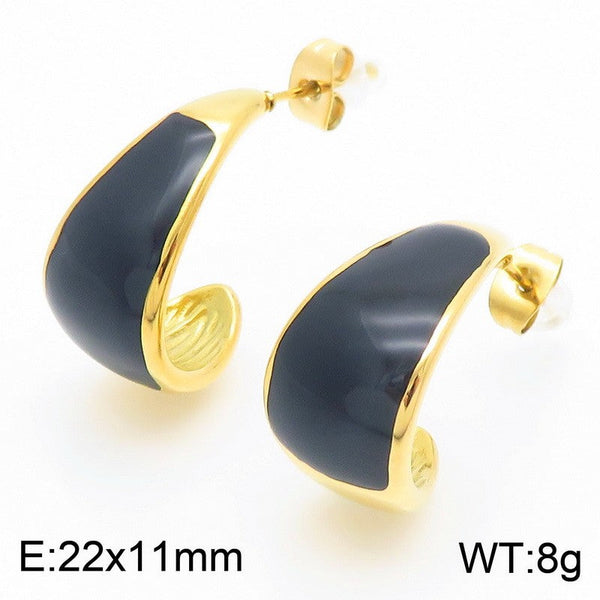 Kalen Enamel C-shaped Dome Hoop Earrings for Women